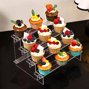 1pc transparent acrylic stepped dessert display rack perfume display rack is suitable shop cupcakes jewelry lipstick organizer