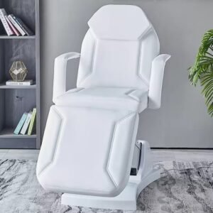 Multifunctional Electric Vertical Therapy Bed Ivory White PU Leather 3 Motors Electric Beauty Tattoo Massage Bed